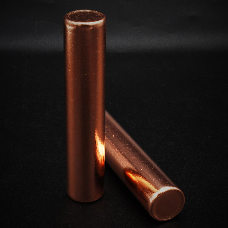 Premium Copper Round Rod Set - 2 pc. (3.63" x 0.75") 99.9% Pure Paperweight | With Velvet Pouch & Certificate of Authenticity 3.63" x 0.75"