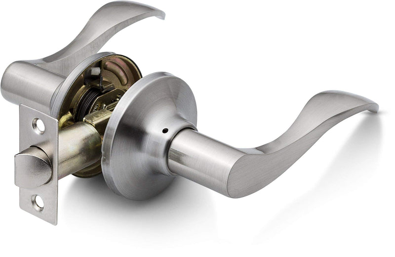Berlin Modisch Passage Lever Door Handle [Non-Locking Lever Set] for Hallway Doors or Closets with a Satin Nickel Finish, Reversible for Right & Left Side, Classic Series Brushed Nickel Finish