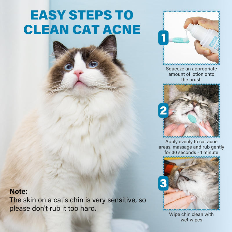 Cat Black Seed Cleaner Kit,4 fl.oz Remove Cat Chin Blackheads Gentle & Effective Acne Chin Treatment 2-in-1 Wash and Black Seed Brush Soft Silicone Cat Grooming Scraper Brush - PawsPlanet Australia