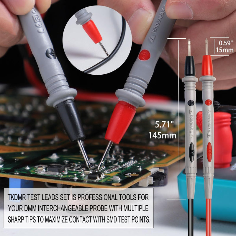 TKDMR 19Pcs Electrical Multimeter Test Leads Set with Alligator Clips Test Hook Test Probes Lead Professional,5 Colors Jumper Wires Kit 1000V 10A CAT.II TKDTL2908