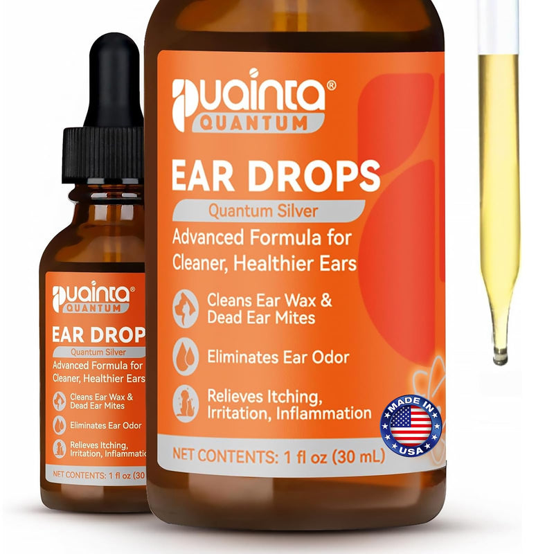 PUAINTA Dog Ear Cleaner, Natural Dog Ear Drops and Infection Treatment, Quantum Silver Dog Ear Cleaning Solution for Itching, Irritation & Wax Build-Up,1oz 1 oz