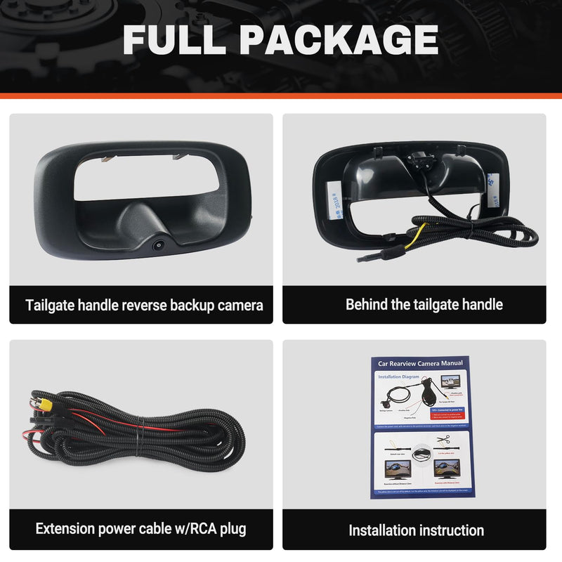 Tailgate Handle Backup Camera Compatible with 1999-2006 Chevy Silverado GMC Sierra 1500 2500 3500 HD Waterproof Reversing Rear View Back Up Camera, Tailgate Handle Backup Kit Replaces# 15228541 1999-2006 Chevy Silverado 1500