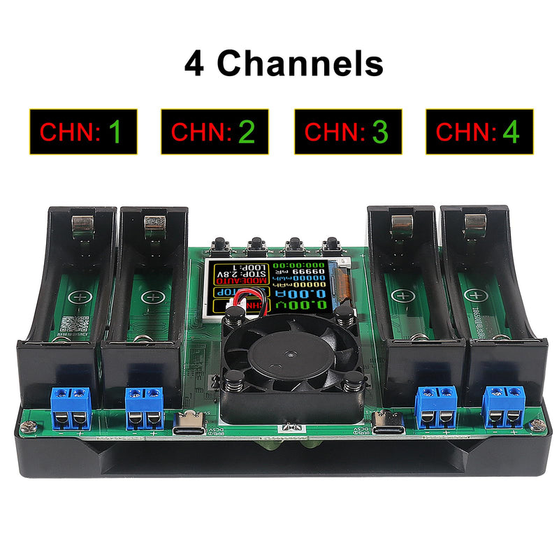 Type-C 18650 Lithium Battery 4 Channel Capacity Tester Module MAh MWh Digital Battery Power Detector Module 18650 Tester Type-C