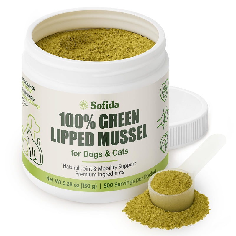 Premium Green Lipped Mussels for Dogs and Cats 100% Pure New Zealand Natural Supplements Vitamins to help your Pet for Hip and Joint Flexibility, Mobility, Strength, Tendons and Muscles (2.64, Ounces) 2.64 Ounces