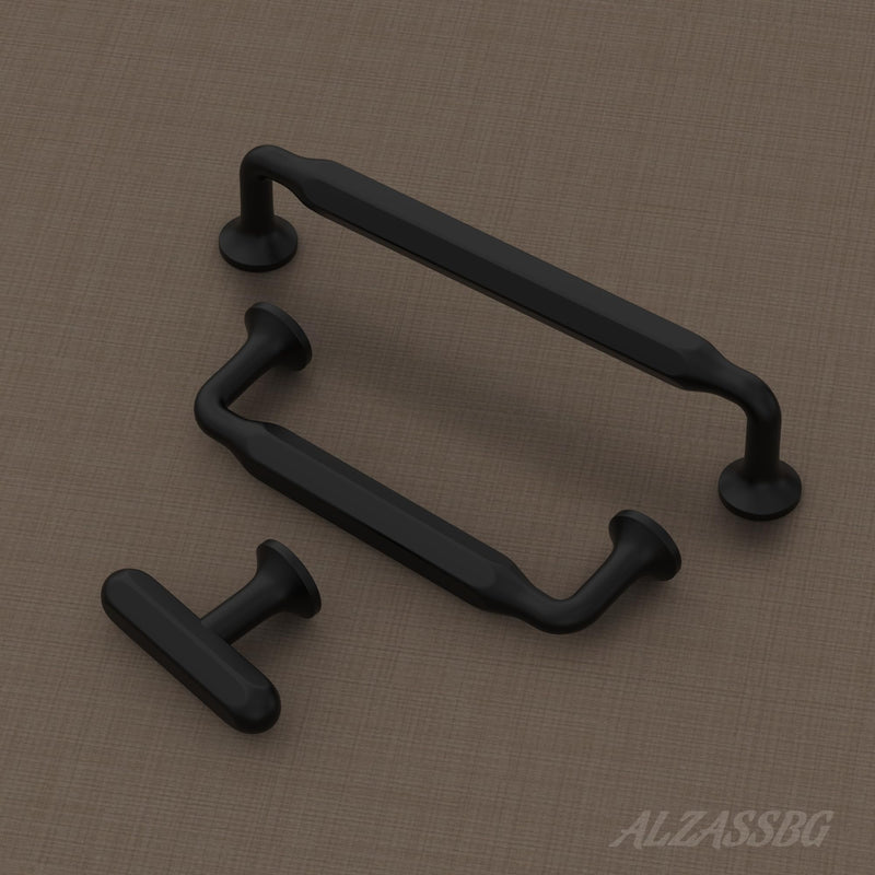 Alzassbg Matte Black T Bar Cabinet Knobs for Cabinets, 10 Pack | Single Hole Knob, 2 Inch length, Solid Metal Build, Decorative Hardware Handles, for Cabinets and Drawers Single Hole Knobs Matt Black