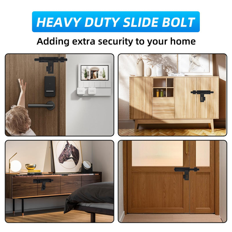 Heavy Duty Barrel Bolts Safety Door Lock, 6.7 Inch Slide Bolt Gate Latch with Padlock Hole,Solid SUS304 Stainless Steel Barrel Bolt Latch for Wooden Fence, Yard Door, Barn Door, Shed Door, Interior Black