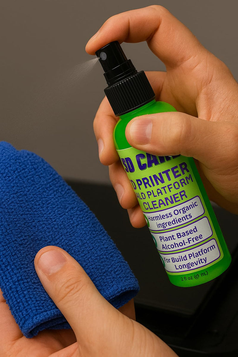3D Printer Adhesive Kit – Bed Glue for PLA PETG ABS + Build Plate Cleaner & Microfiber Cloth – Strong No-Warp Bond, Easy Clean Removal, Works on Glass, PEI, Flex Plates
