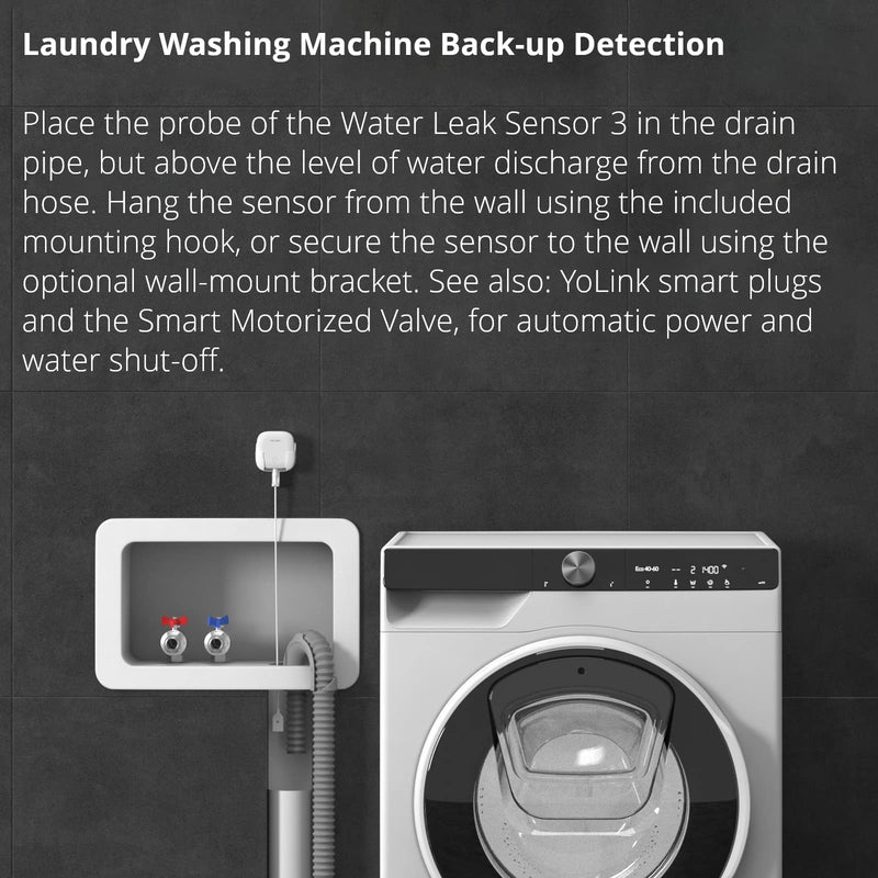 YoLink Water Leak Sensor 3, with Built-in Siren Up to 105dB, Compatible with Alexa and IFTTT - YoLink Hub Required Without Hub