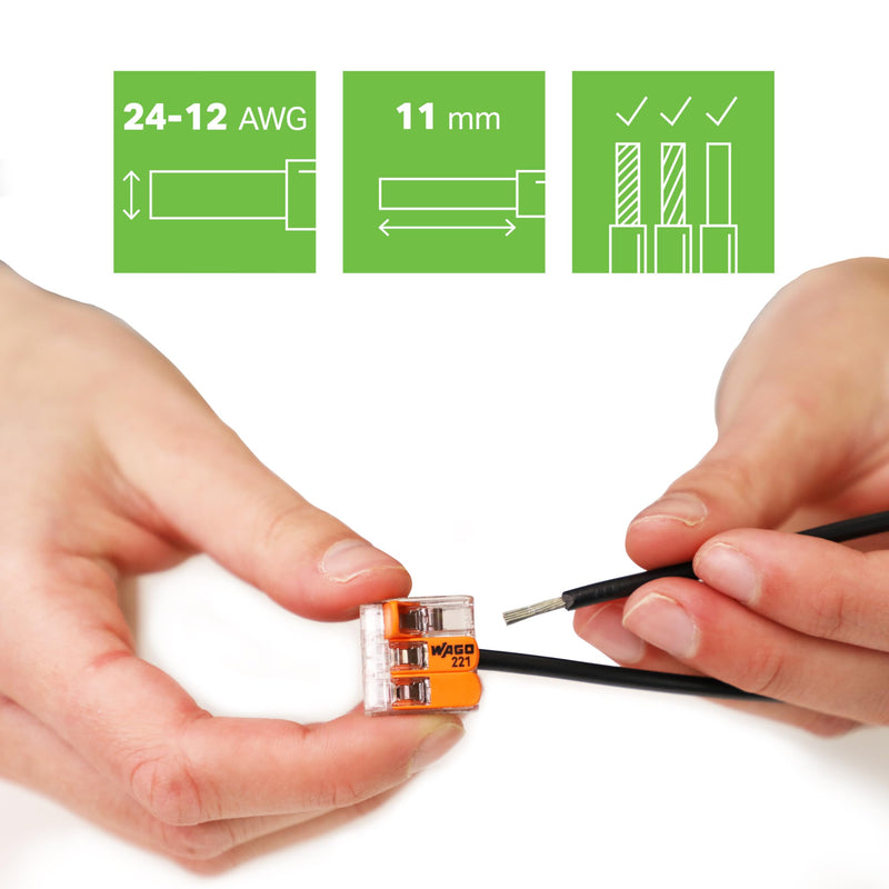 WAGO 221-413 Lever-Nuts - 3-Conductor Compact Splicing Connectors (10-Pack) Clam Shell - NewNest Australia
