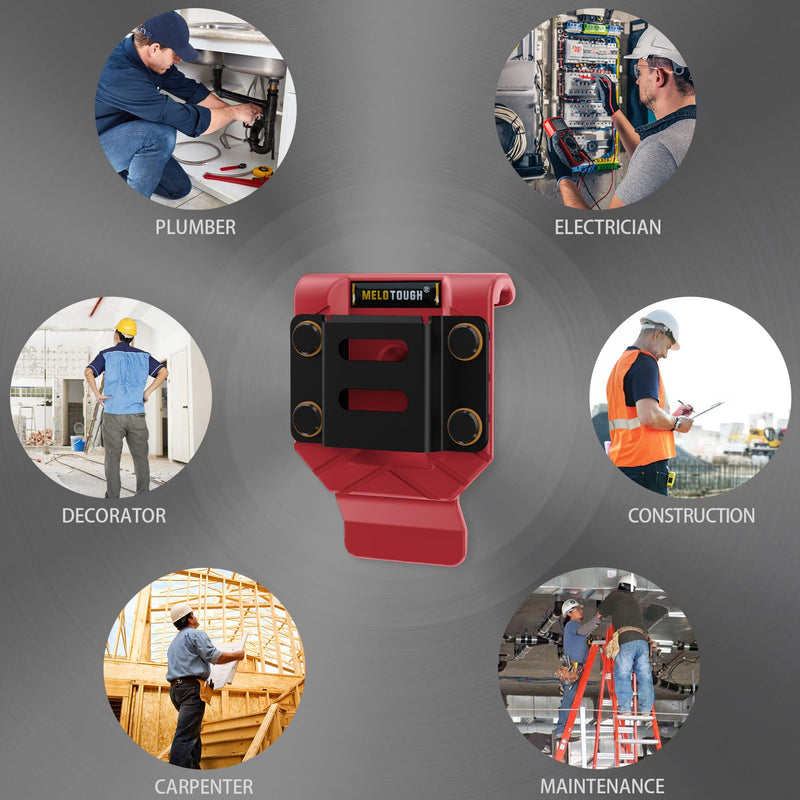 MELOTOUGH Drill Belt Clip,Drill Holder for Tool Belt,Drill Holster,Measuring Tape Holder,Drill Belt Holder for Cordless Drill,Impact Driver,Tape Measure Red