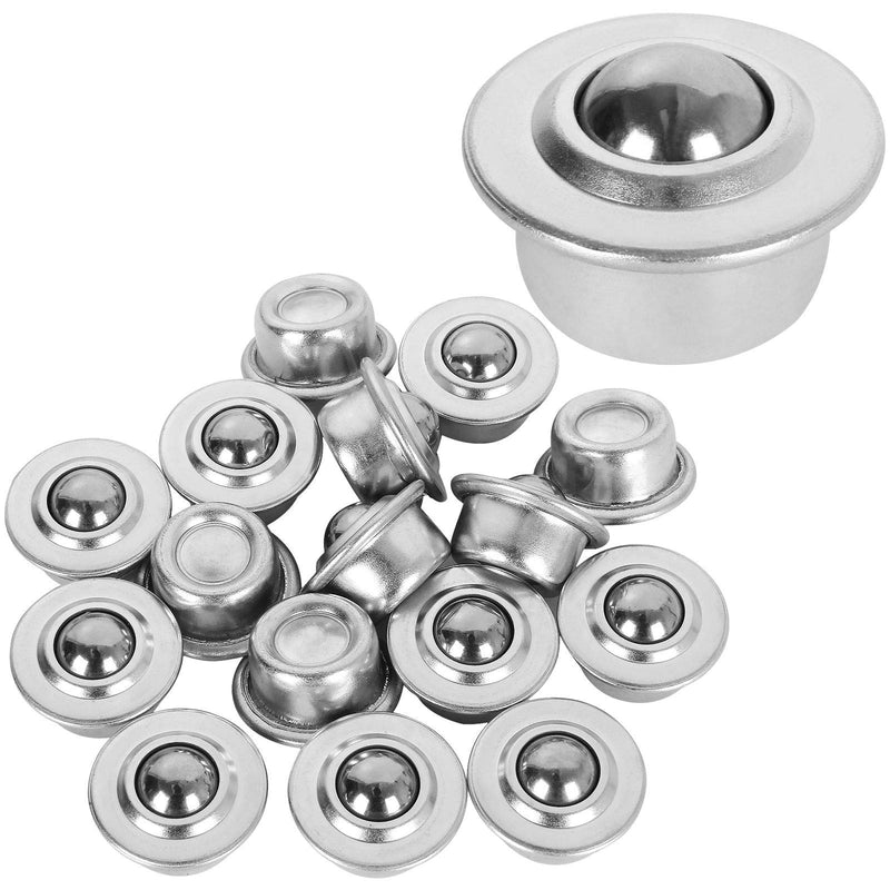 16PCS 5/8 Inch Roller Ball Transfer Bearing, Ball Bearing Rollers, Stainless Steel Ball Transfer Bearing Casters Universal Base Conveyor Roller Ball for Conveyor, Roller Stand, Load Capacity 33 lbs 5/8 Inch flat Base Ball Transfers 16