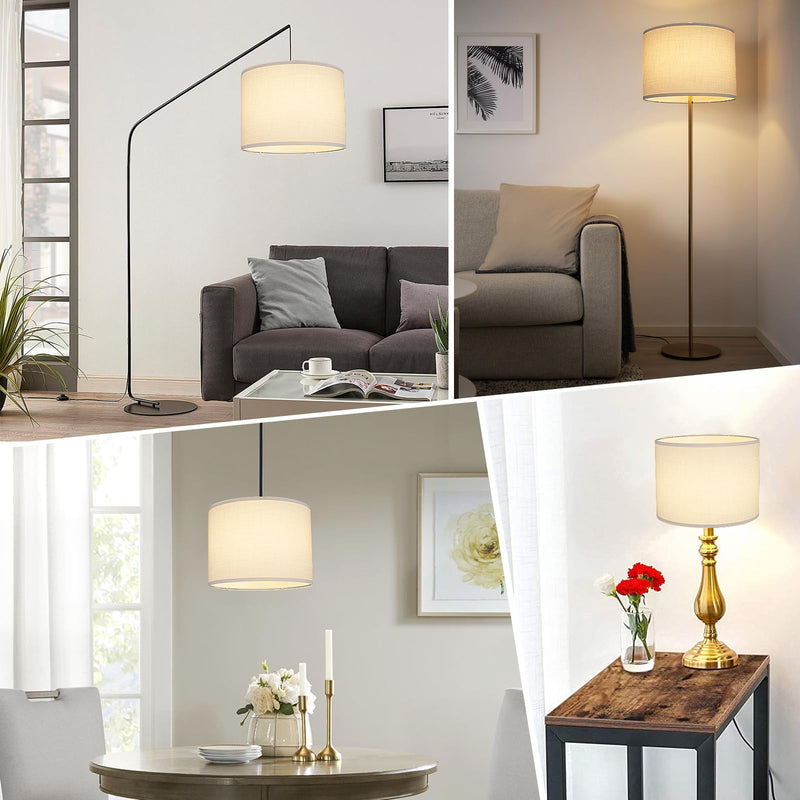 Lamp Shades Set of 2, Small Lamp Cover, White Drum Lampshades 8.7" Top x 8.7" Bottom x 7.9" High, Replacement Lamp Shades Natural Linen for Floor Lamps Table Lamps Chandelier Lamp, Assembly Required