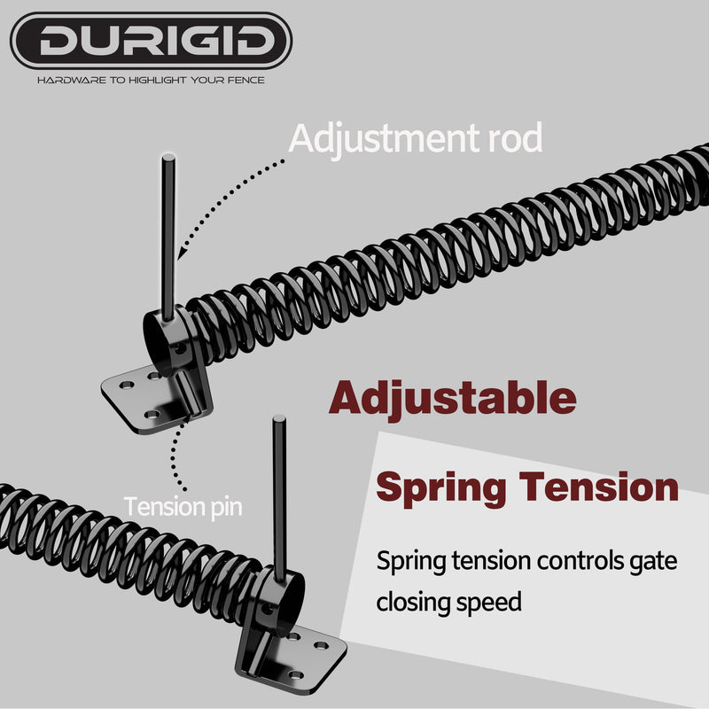 11-1/2" Black Gate Spring Fence Gate Spring Self Closing Outdoor, Fence Gate Springs Fence Gate Spring Closer for Lighter Wood Vinyl Fence, Tension Spring for Gate, 2 Pack