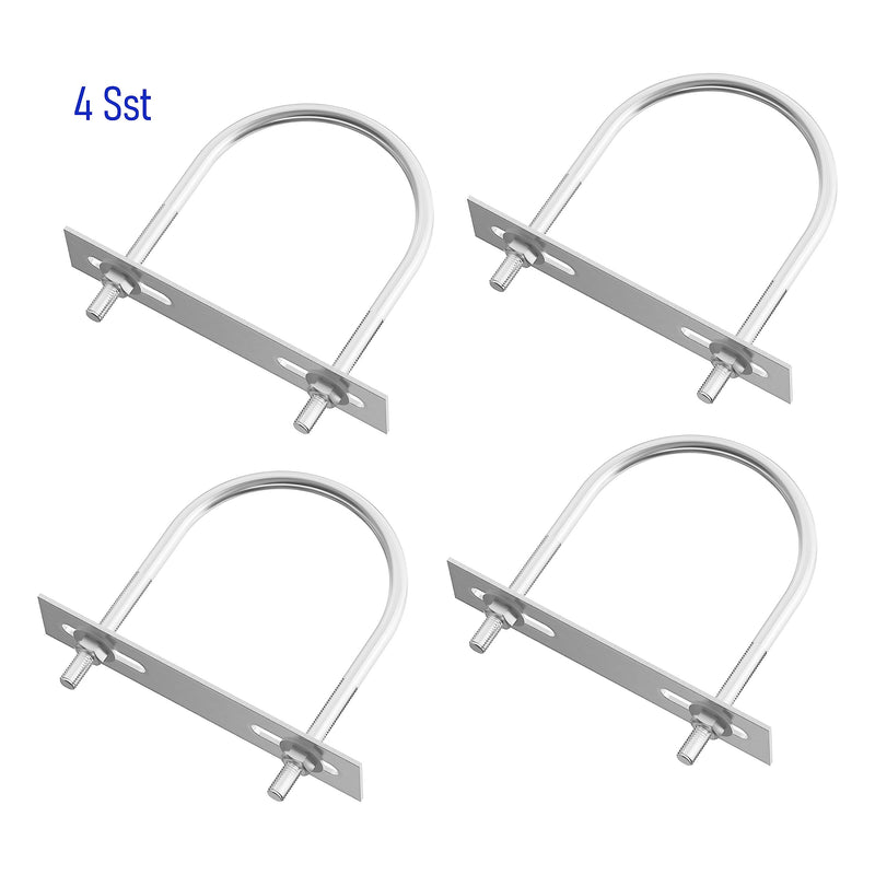 4 Sets 304 Stainless Steel Round Bend U-Bolts 2.36"(60mm) Inner Width 3.15"(80mm) Length M6 with Nuts, Frame Plate, Washers, Accessories for Boat Trailer Axle Sailboat Trailer 60×80mm(W*L)