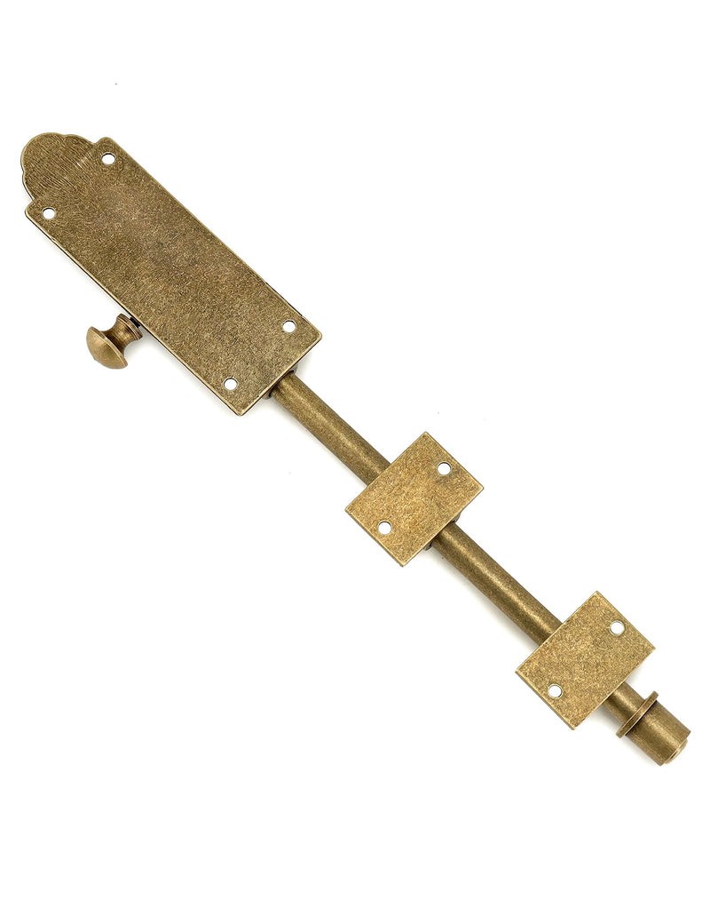 QWORK 10 Inch Solid Bronze Heavy Duty Cane Bolt Extra Wide Antique Style Sliding Bolt Latch for Double Doors, Sheds, Garages, and More Oil Rubbed Bronze Finish 2 Pcs