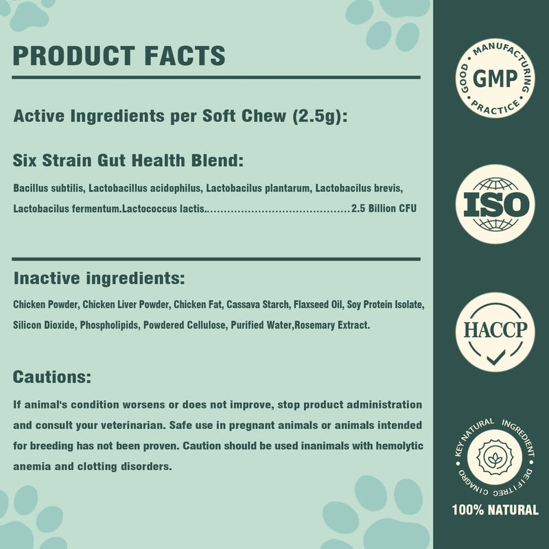 Probiotics for Dogs, 200 Soft Chews, Support Gut Health, Diarrhea Relief, Seasonal Allergies, Dog Probiotic Chews for Itchy Skin & Dog Yeast Infection, Chicken Flavor 200 Chews