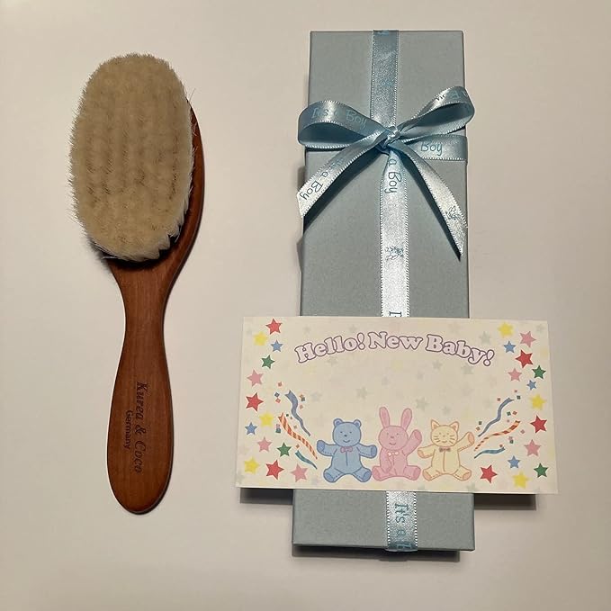 German Baby Hair Brush, Boy Gift #Perfect for Baby Showers! Wrapped Claire & Coco/Kurea & Coco [Coffret] - NewNest Australia