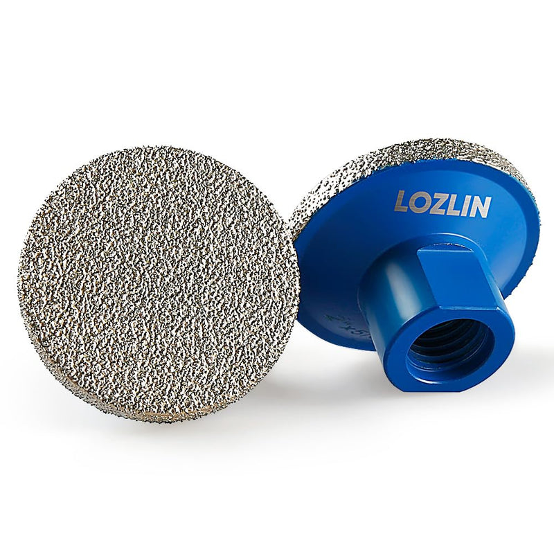 LOZLIN 3-Pack 2" Brazed Grinding Heads 5/8-11 Thread - Flat Abrasive Polishing Stones for Marble/Quartz/Granite/Cobblestone, High-Efficiency Surface Grinding Tools
