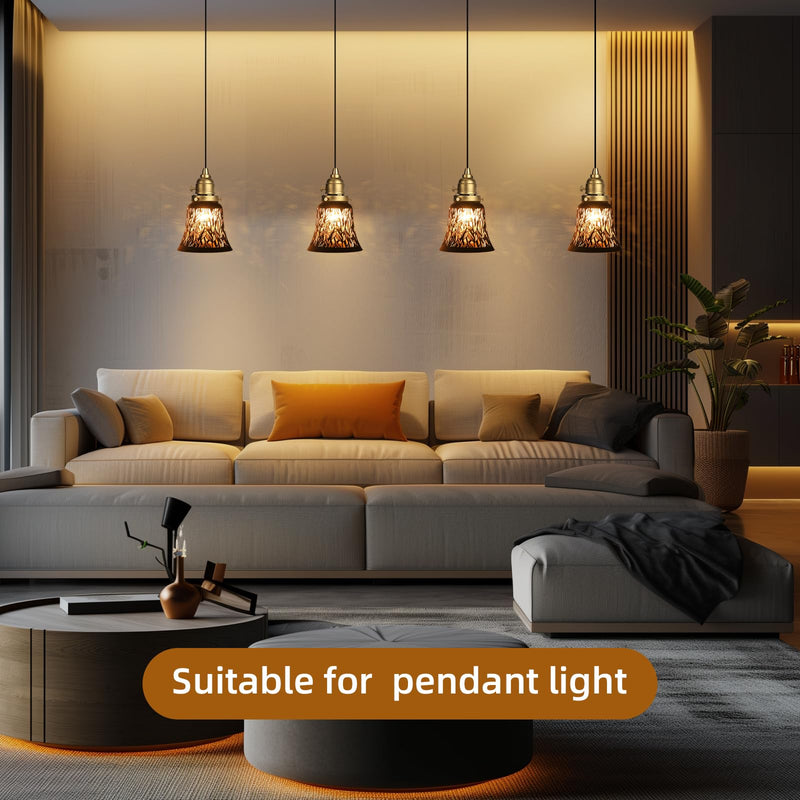 Pendant Light Shades, 4 Pack Ceiling Fan Light Shade Replacements with 1-5/8" Fitter, ALUCSET 4.72" Height and 4-3/4" Diameter, Metal Bell Shaped Cover for Chandelier Pendant Light Wall Sconces Starfish 4 Packs