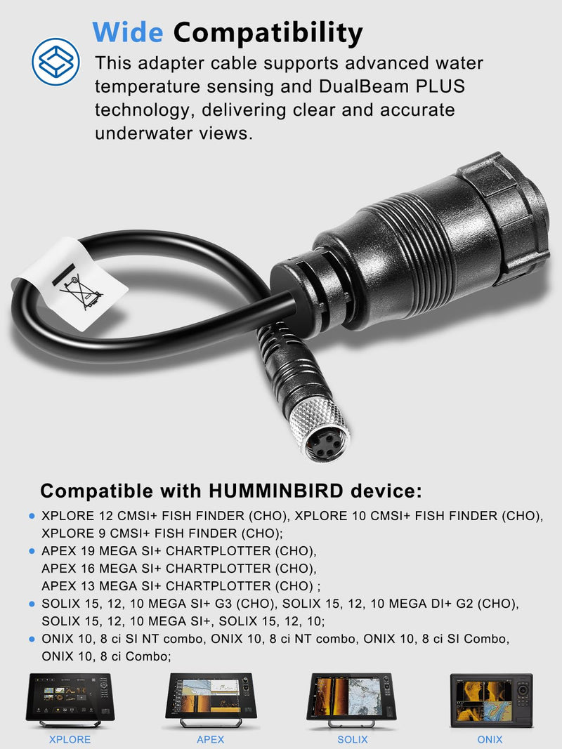 Replacement for 1852073 MKR-US2-13 Universal Sonar 2 Adapter Cable for Trolling Motors to HUMMINBIRD XPLORE, APEX, SOLIX, Onix Chartplotter and Fishfinder