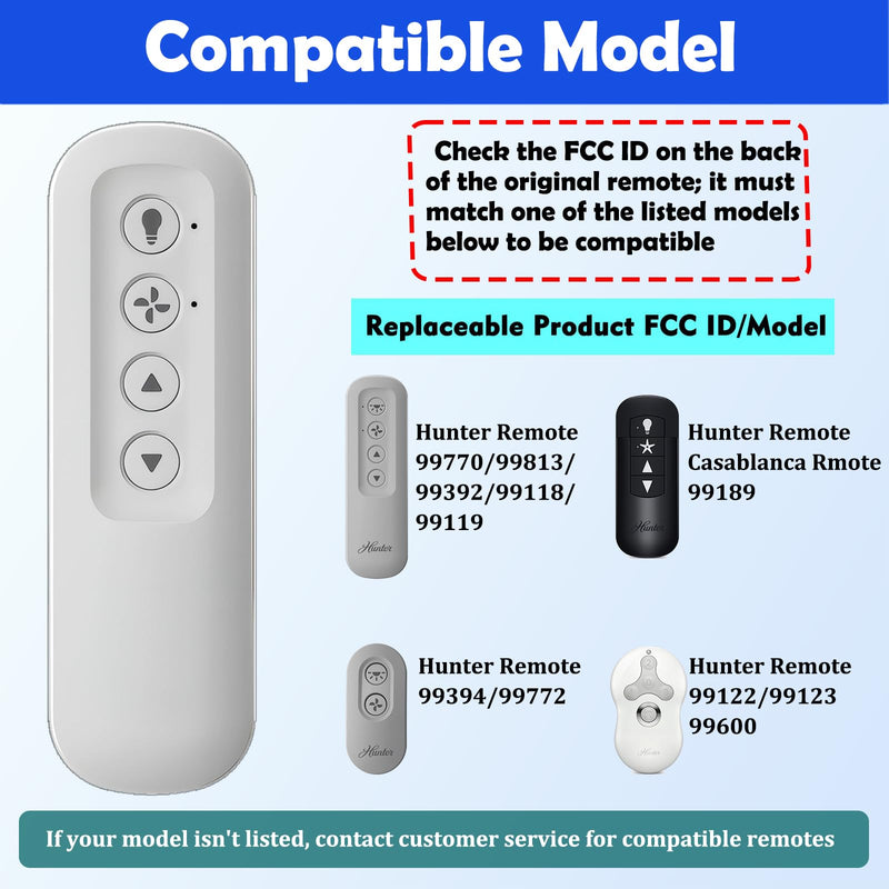 99813 Replacement for Hunter Ceiling Fan Remote Control, 3-Speed and Light Dimmer with Wall Mount, Replace 99770 99392 99118 99122 99123 99119 (Remote Only) 99770/99392 Remote