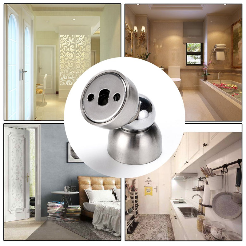 Sumnacon Powerful Magnetic Doorstop - 2 Pcs Stainless Steel Mini Door Stopper, Heavy Duty Magnetism Door Holder for Bedroom Bathroom Kitchen Home Office Silver