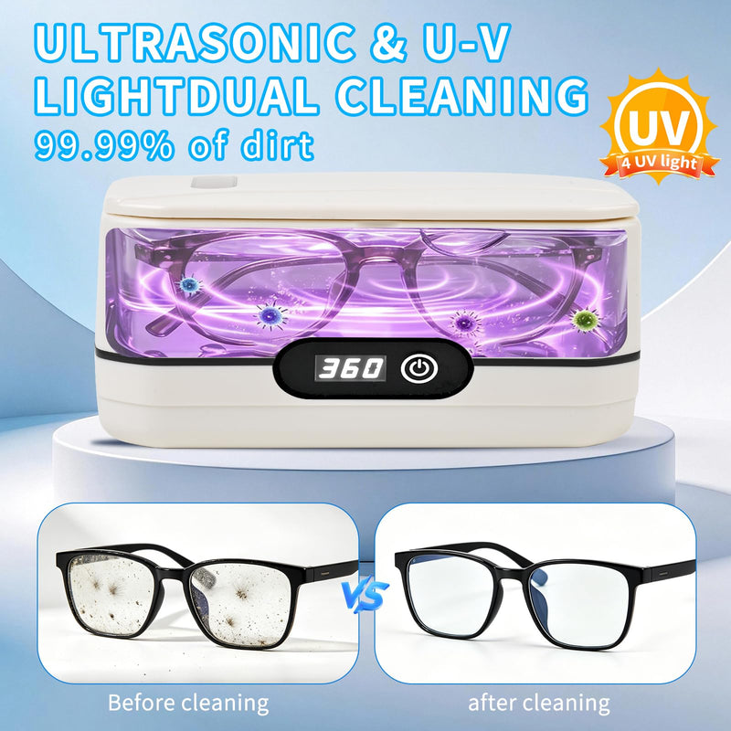 Ultrasonic Jewelry Cleaner, 45Khz Jewelry Cleaner Ultrasonic Machine for Jewelry, Eyeglasses, Rings, Watch Strap, Dentures, 304 Stainless Steel Tank, Digital Timer