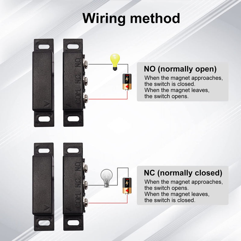 weideer 2pcs MC-31B Magnetic Reed Switch Wired Surface Mount Normally Open Closed NC NO Door Contact Sensor Alarm Magnetic Door Switch Black