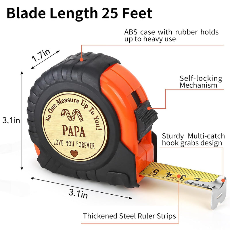 Papa Grandpa Gifts for Fathers Day Tape Measure 25 FT, Father's Day Birthday Gift for Grandpa from Granddaughter Grandson, Best Grandpa Grandfather Presents Useful Stuff, Engraved Measure Tape Tools