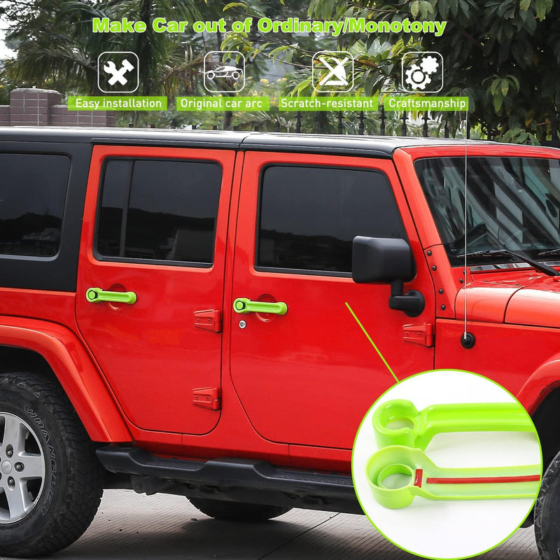 Door Handle Cover & Tailgate Handle Cover Inserts for 2007-2018 Jeep Wrangler JKU 4 Door/ 2008-2012 Jeep Liberty / 2007-2011 Dodge Nitro(Green Green