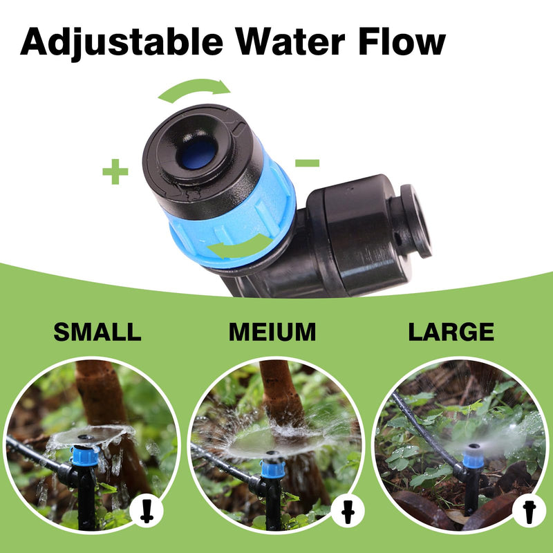 32 Pack New Easy-Connect Drip Emitters Sprays for 1/4" Drip Irrigation Tubing (16 Pcs Quick-Connect Emitters Vortex+16 Pcs Quick-Connect Emitters Stream) (16 Pcs Emitters Vortex + 16 Pcs Emitters Stream)