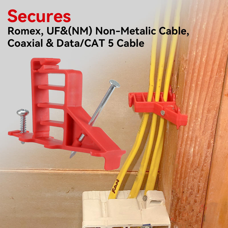 Multi Cable Staples for Romex Clips, Plastic Electrical Wire Stackers, Secures Romex, UF & (NM) Non-Metalic, Coaxial & Data/CAT 5 Cable, 25Pcs, Fast and Easy to Install