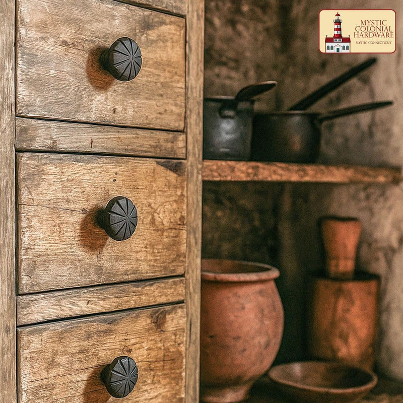 Hand Forged Knob - 1 1/4 Inch Diameter - Rustic Cabinet Hardware (4 Pack, Square) 4 Pack