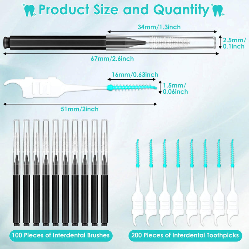 Lezmarket 300PCS Interdental Brushes for Braces, Soft and Bendable Dental Brush for Orthodontic Braces, Braces Cleaner Brush Tooth Pick Teeth Flossers Brushes for Teeth (Black) Black
