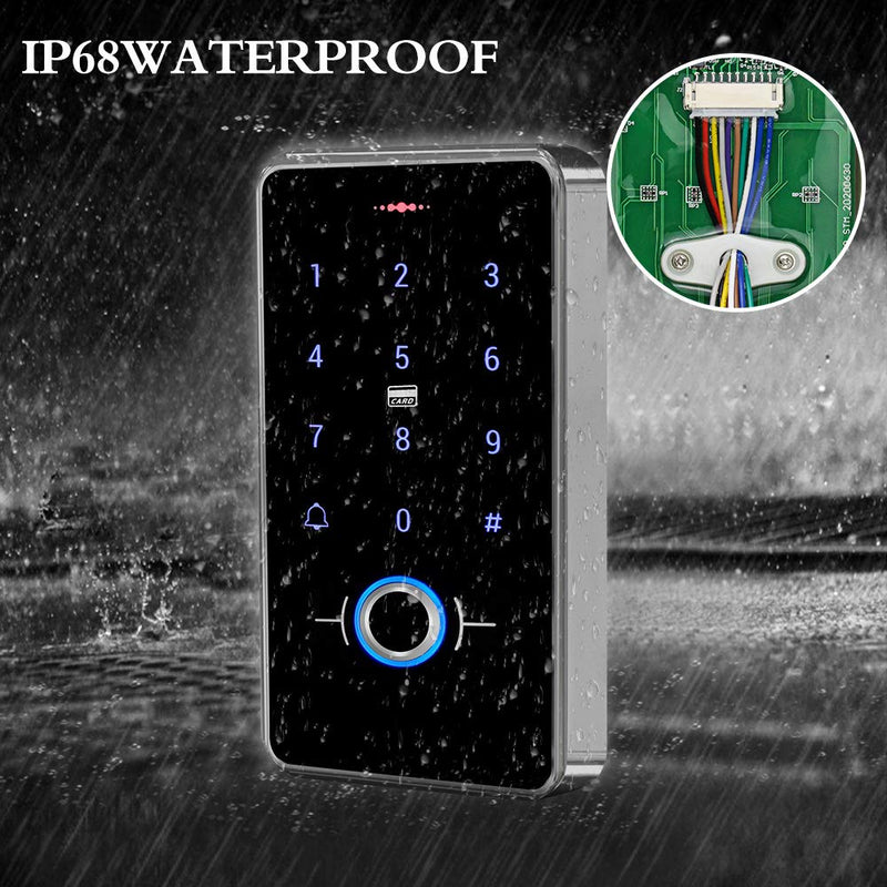 Diginex Outdoor IP68 Waterproof RFID Access Control Keypad Fingerprint Biometrics Access Controller WG26/34 Card Reader + 10pcs 13.56MHz Keyfobs for Home/Office