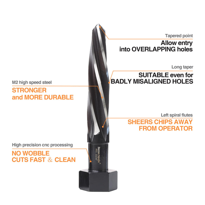 H.S.S Aligning Reamer, 15/16" Cutter Diameter with Hex Shank, Spiral Flute 15/16"