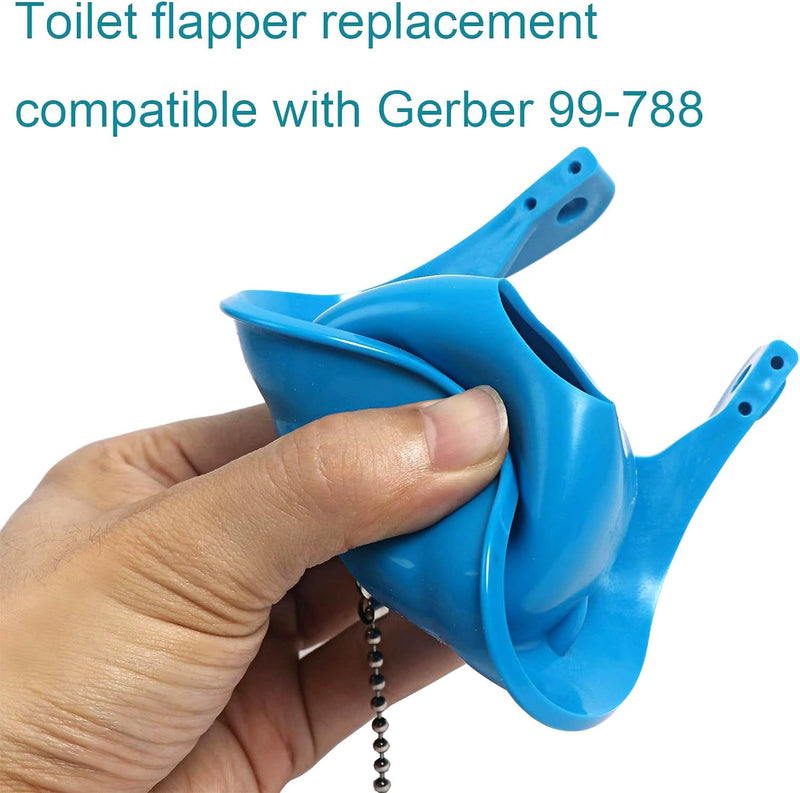 3 Inch Toilet Flapper Replacement Compatible with Gerber 99-788, Easy to Install with 2 Toilet Handle & Stainless Chain, Long Lasting Rubber Toliet Flapper, Blue(2PCS) 3- in-size 2 Pack