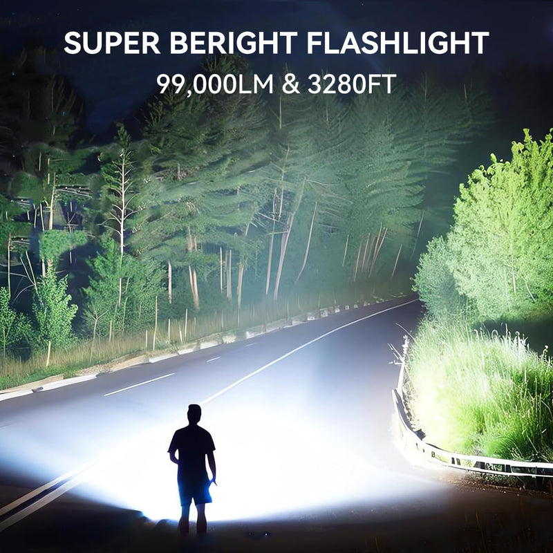 2 Pack Rechargeable LED Flashlights High Lumens, 99,000LM Super Bright Adjustable Flashlight with USB Cable & 5 Modes, Waterproof Handheld Flashlight Powerful Flash Light for Home Camping