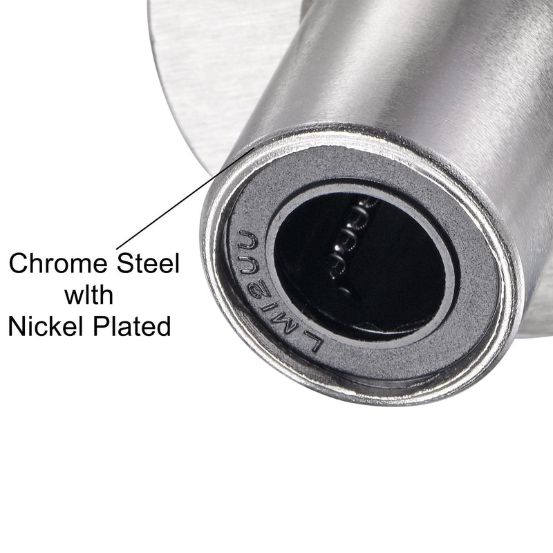 uxcell LMF12UU Linear Ball Bearings 12mm Bore 21mm OD 30mm Length Round Flange Nickel Plated for CNC Machine 3D Printer 2pcs