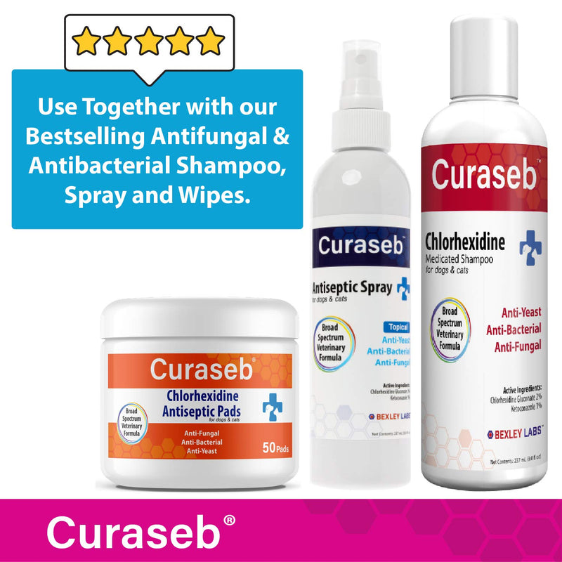 Curaseb Hydrocortisone Wipes, Hot Spot Treatment for Dogs & Cats, Instant Itch Relief with Soothing Aloe Vera, Veterinary Strength, 100 Count - PawsPlanet Australia