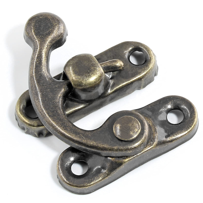 10Pcs Swing Arm Right Latch Hook Hasp, Wooden Jewelry Box Decorative Horn Lock for Jewelry Storage Box, Bronze 10