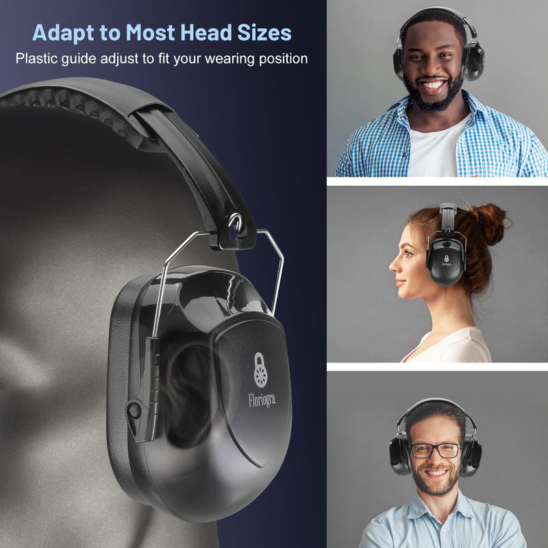 2 Pack 34dB Noise Canceling Headphones For Shooting, Hearing Protection Earmuffs, Ear Protection Headphones, Thickened Headband Ear Muffs For Noise Reduction For Shooting, Construction,Mowing Black+black