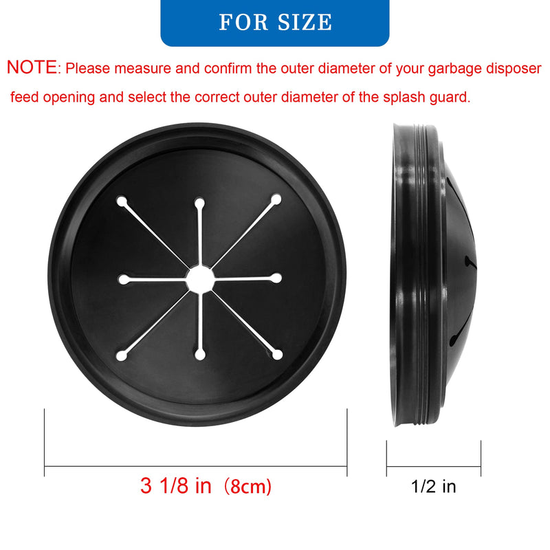 Garbage Disposal Splash Guard Collar Sink Baffle, Food Waste Disposer Parts Accessories, 3-1/8 Inch Multi-function Drain Plugs for Garbage Disposals by CLEESINK 3.125 inch Black
