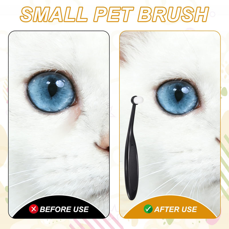 Cat Dog Eye Brush, Soft Washable Fiber Tapered Bristles, Tear Mark Remove Ergonomic Plastic Handle, (Black,6 Pcs), Intended for Dogs/Cats/Small Pet Eye Cleaning Black