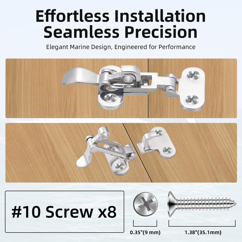 Marine Grade 316 Stainless Steel Heavy Duty Boat Hatch Latch - Anti-Rattle Lockable Toggle Hold Down Clamp, Pontoon Gate & Trailer Hatch Hardware, 2 Pack