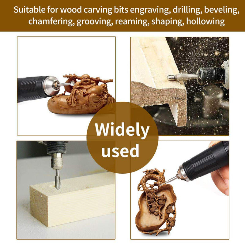 Wood Carving Bits Router Carbide Engraving Bits for Dremel, 20Pc HSS Router Bit Set with 1/8"(3mm) Shank for Rotary Tools for DIY Woodworking, Carving, Engraving, Drilling, Sculpting