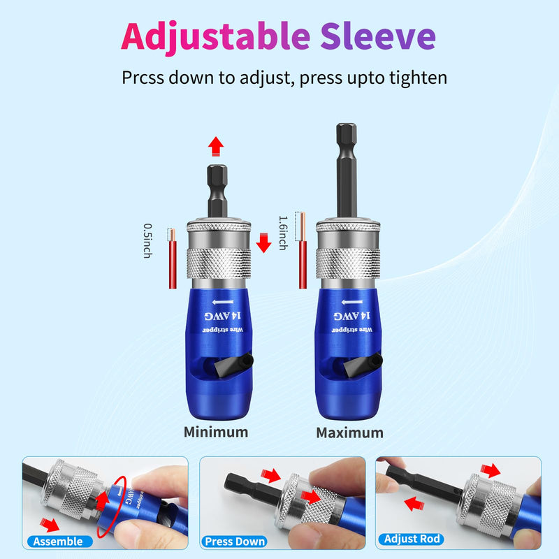 Wire Twister Tool for Drill, Wire Stripping Tool for Drill, Drill Wire Stripper and Twister Kit, Wire Stripping Tool & Wire Twisting Connector, 8 In 1 Wire Stripping and Twisting Electrician Tool Set