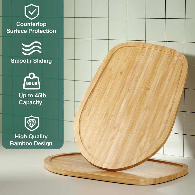 Food-Grade Bamboo Mixer Slider for KitchenAid 4.5-5 Qt Tilt Head Stand Mixer, Appliance Sliding Mat for Kitchenaid Artisan, Kitchen Countertop Storage Accessories Mixer Moving Tray Attachments for 4.5-5 Qt Tilt Head Mixer