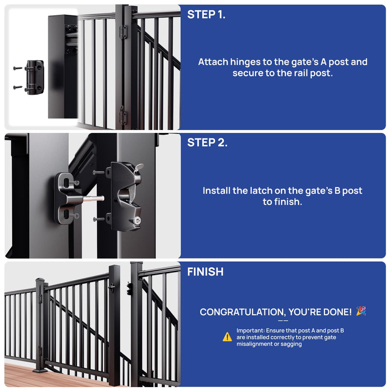 Egadis Premium Self-Closing Gate Hinges with Key Lockable Latch, Heavy-Duty Outdoor Gate Hardware Kit for Deck, Patio, Porch, Yard Gates Premium Gate Hinge + Latch