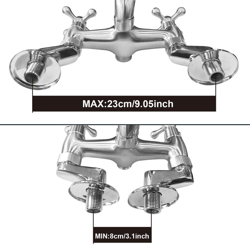 Aolemi 3-3/8 Inch Wall Mount Adapter Claw Foot Bathtub Faucet Adjustable Swing Arms Eccentric Screw Polish Chrome 2 Pack